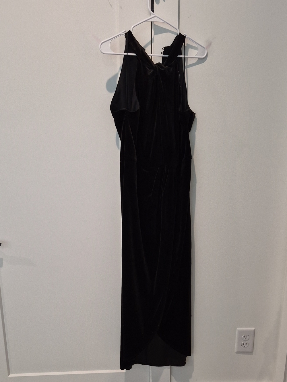 Maia Black Haulter Midi Velvet Dress